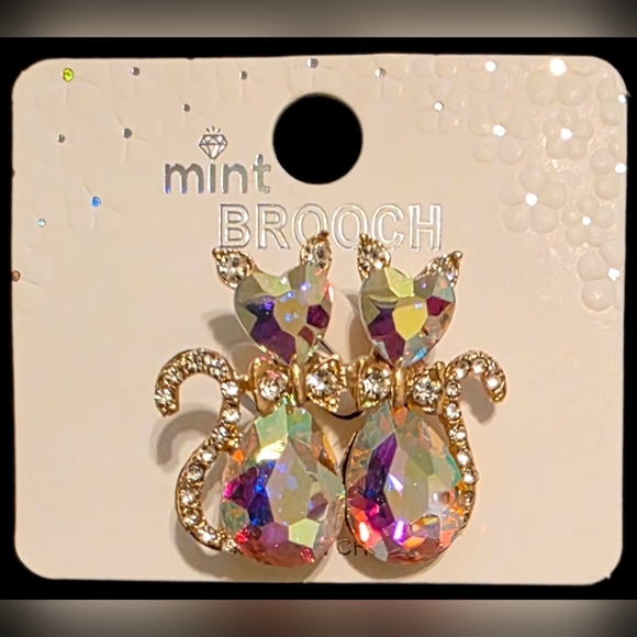 Mint Jewelry - Iridescent Twin Cat Brooch